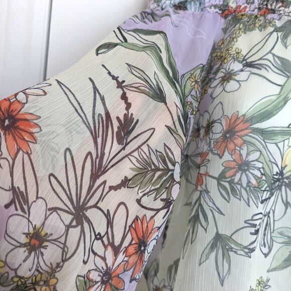 Italian crop floral blouse smoked neckline and puff baloon sleeve Medium @F1 - Picture 2 of 8